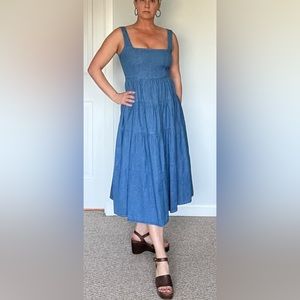 J Crew denim tiered maxi dress size 8